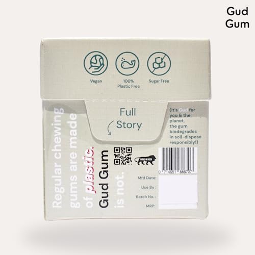 Image of Gud Gum- Natural, Plastic Free Chewing Gum- Pack of 2- No added artificial colours, flavours & sweeteners (Lemon)