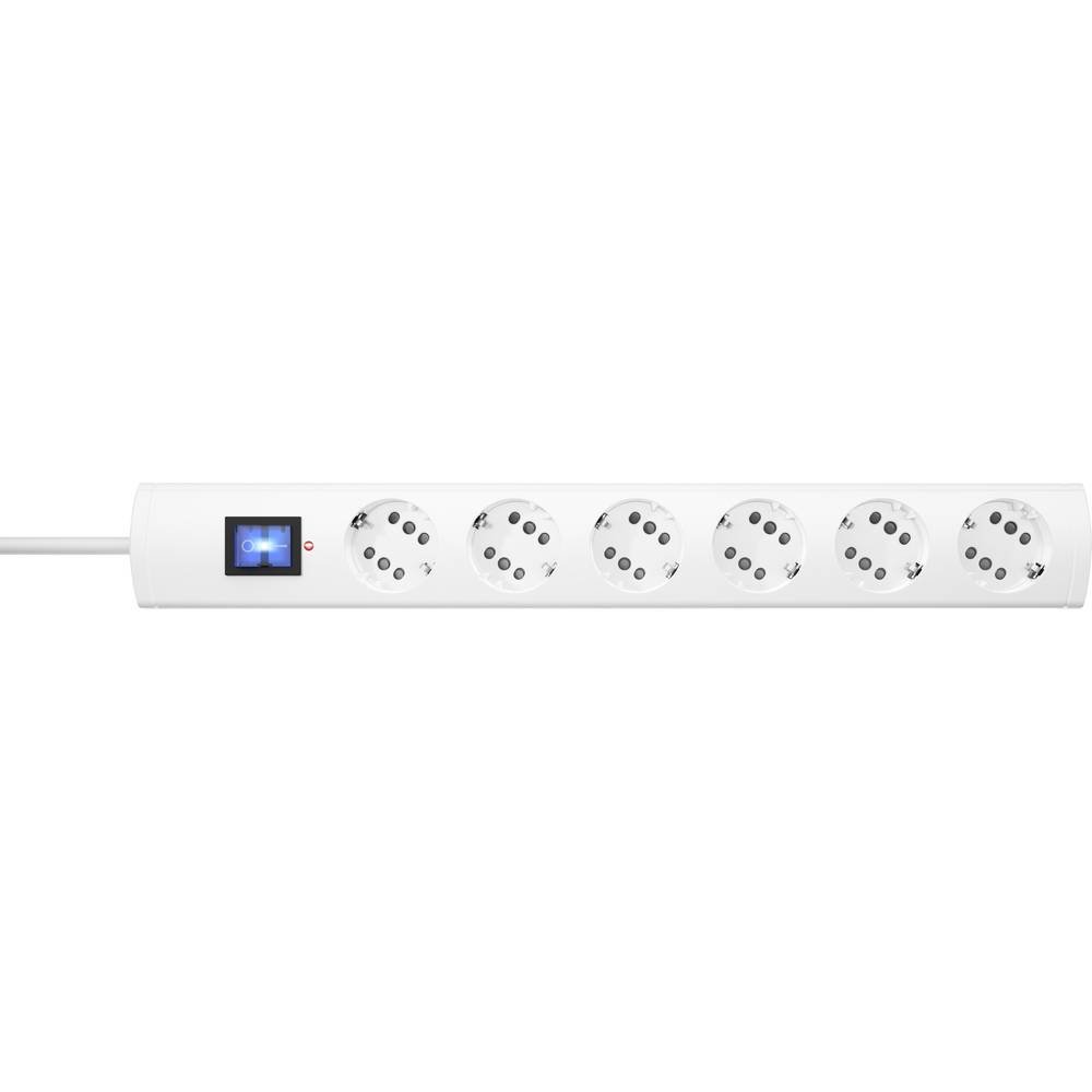 Kopp DUOversal® Plus - Regleta de 6/12 enchufes de 1,4 m con Doble Ranuras + protección contra sobretensión + Interruptor + Gran Distancia + protección táctil + enroscable I Blanco - 234502008