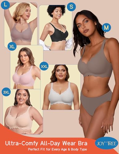 Image of JOYTREE Silky Bras for Women No Underwire V Neck Bralettes for Women Cloud Feel Everyday T Shirt Bra with Extender