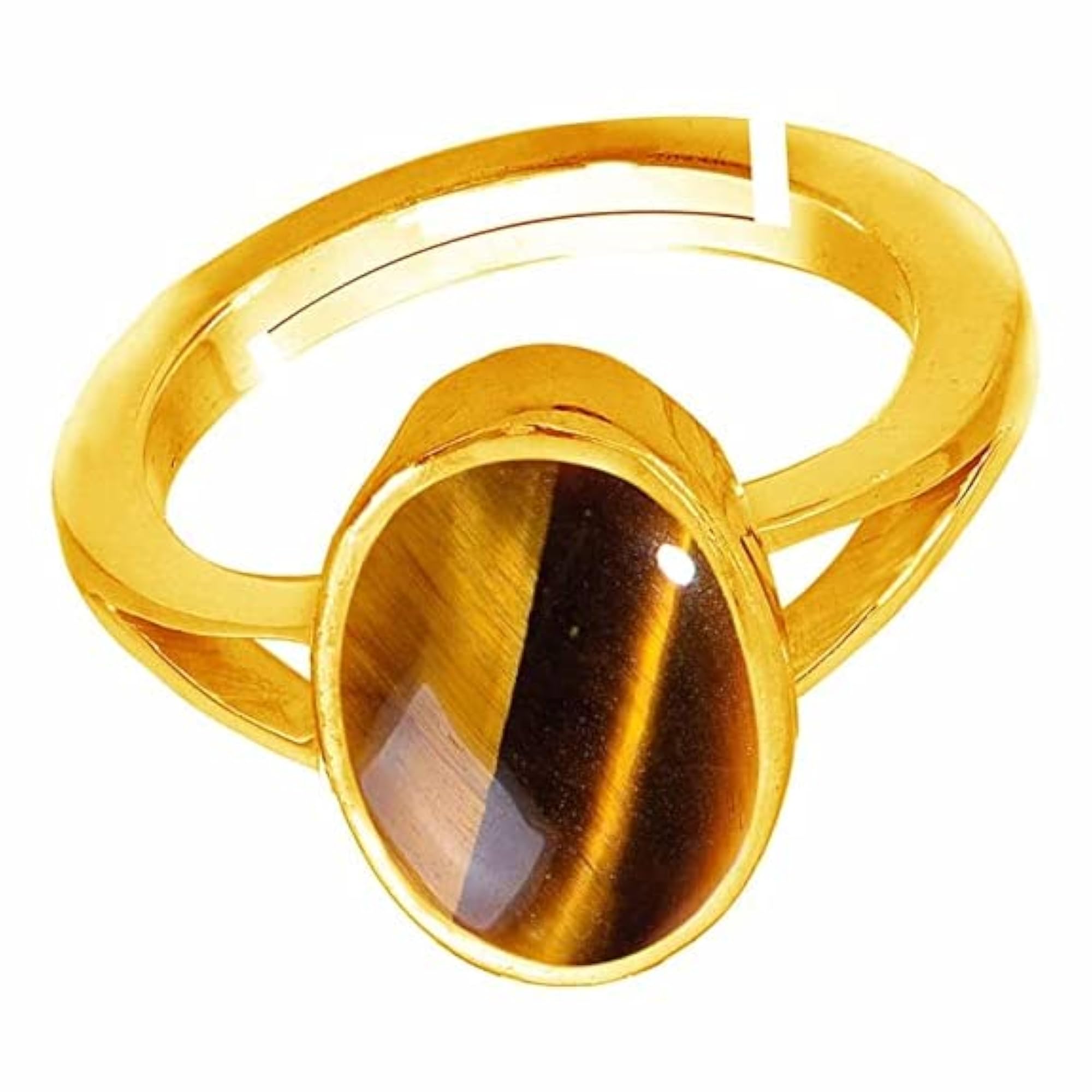 3.25 Ratti Tiger Eye Adjustable Ring, Gold Plated