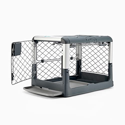 Diggs Revol Collapsible Kennel for Small Dogs, Puppies (Grey)