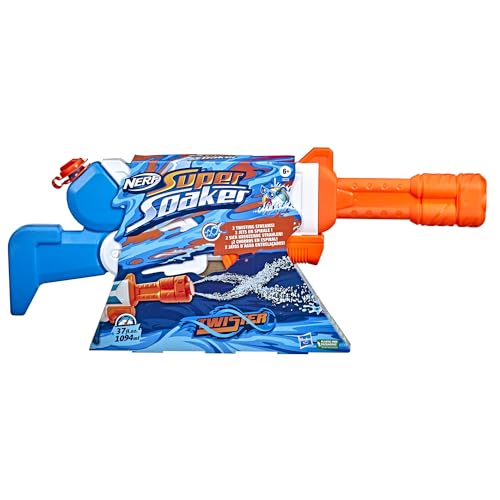 Nerf Super Soaker Twister Water Blaster, 2 Twisting Streams of Water, Pump to Fire, Outdoor Water-Blasting Fun, Multicolor (F3884)