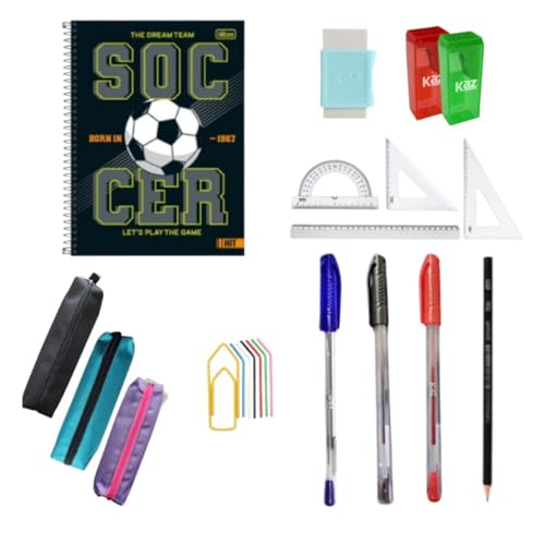 Kit Material Escolar Juvenil Adulto Fundamental Médio Colegial Faculdade Masculino Estojo Caderno