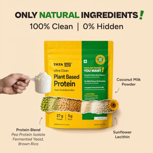 Image of Tata 1mg Ultra Clean Plant Based Protein Powder - 1kg (Unflavoured)