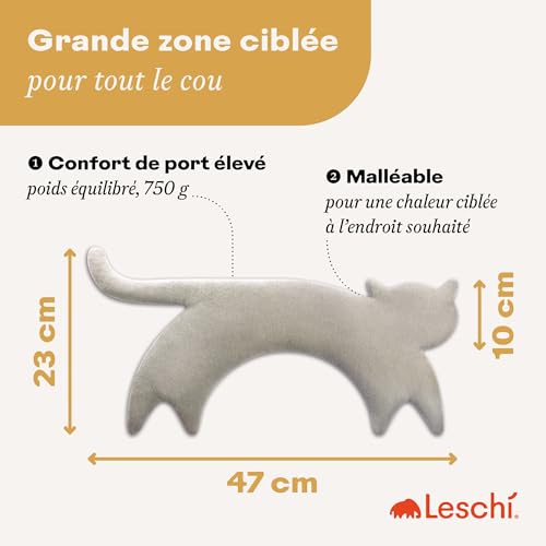 Coussin chauffant micro ondes contre le mal de cou : bouillotte chat en graines de blé - 6