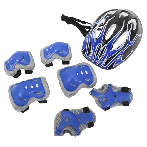 MUCKLILY 7pc Kids Protective Gear Set Helmet Knee Pads Elbow Pads Wrist Guards for Skateboarding and Roller Skating