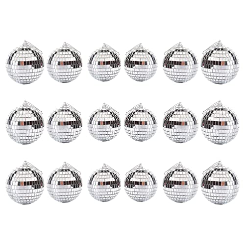 Kisangel 18pcs Bola Espejada Plateada Disco Decoraciones Colgantes Reflectantes para Árbol de Navidad, Fiestas, Cumpleaños y Celebraciones miniatura 1