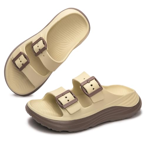 Image of FUNKYMONKEY Plantar Fasciitis Recovery Sandals for Women with Arch Support | Adjustable Double Buckle, Lightweight EVA, Cushioned Footbed, Non-Slip, Indoor Outdoor Use, Summer Beach House Shoes