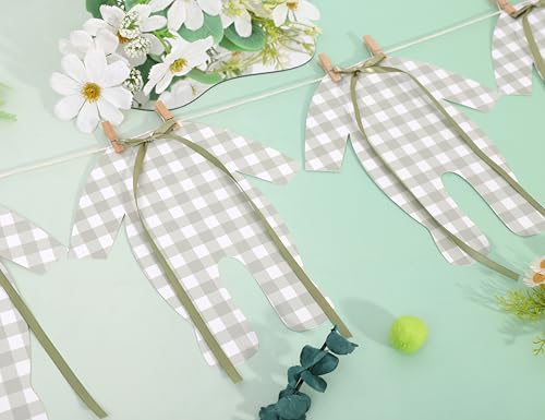 Green Gingham Baby Onesie Garland – 8 PCS Big Size Neutral Baby Shower Banner, Baby Clothesline Garland, Green Plaid Baby Bodysuit Cutouts for Gender Neutral Baby Shower or Nursery Decor by LINLULU - Image 7
