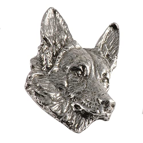 German Shepherd Dog Pin, Pewter, D084, 1 1/4 Inches, Handmade in The USA, German Shepherd Dog Gift, Realistic Dog, Metal, Lapel Pin, Hat Pins, Brooch, Gift, Over 90 Dog Breeds Available