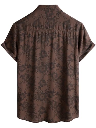 Image of JOTOOK Mens Hawaiian Shirt Short Sleeve Button Down Tropical Shirts Casual Floral Summer Beach Shirt