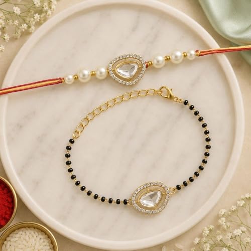 Image of I Jewels Design Rakhi With Roli Chawal & Rakshabandhan Card For Bro /Brother /Bhai
