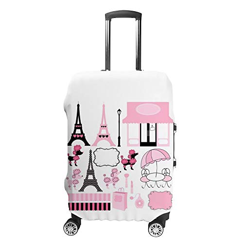 Housse de bagage Paris et caniche rose pour eviter les rayures