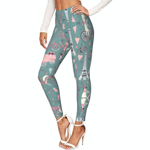 Leggings de compresión suaves para mujer con estampado de la Torre Eiffel para entrenamiento