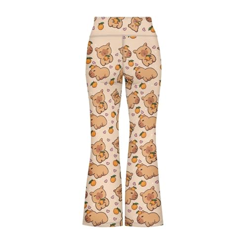 Image of Girls Leggings Floral Print High-Waisted Flared Pants 5-14 Years