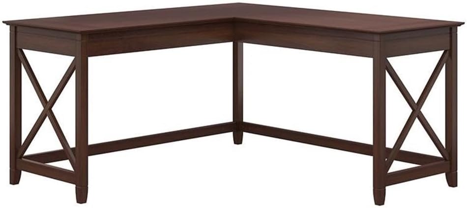Scranton & Co L Shaped Engineered Wood Desk, Cherry Finish, 60W x 60D x 30H, Sturdy Post Leg Design, Corner Home Office Desk, Spacious Durable Work Surface, Relaxed Style