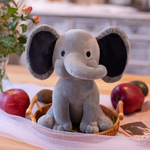 AOLIAY 25cm Grau Plüsch Elefant Kuscheltier,Cartoon Elefant Tier Plüschspielzeug Plüschtier Stofftier für Babys Kinder Jungen Mädchen,Elefant Plüsch Stofftiere für Kinderzimmer Raumdekoration