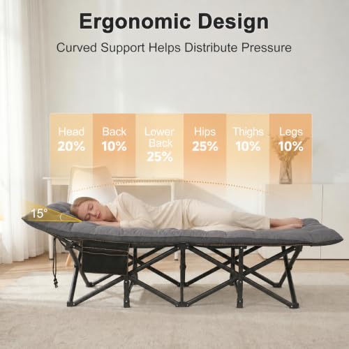 Image of ABORON Oversized Camping Cot for Adults, 900 lbs Heavy Duty Folding Camping Bed with Mattress Pad, 78 x 32 in XXL Outdoor Cot, 1200D Oxford Portable Sleeping Cot with Carry Bag for Camping