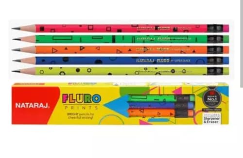 Image of Nataraj Wood Fluro Neon Rubber Tipped Extra Dark Pencil, Ink black - 20 pencil