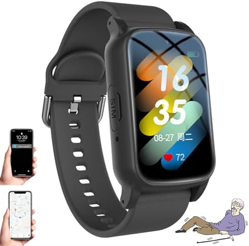 Yaşlılar İçin Düşme Algılama Özellikli Akıllı Saat: GPS Takip, SOS Acil Durum Uyarısı, HD Görüntülü Arama, HD Sesli Arama, Yaşlı Bakımı, Su Geçirmez Sağlık Takip Cihazı Black - Görsel 2