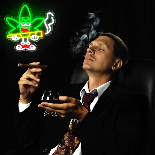 Image of Weed Neon Sign for Wall Decor Cartoon Marijuana Neon Light for Bar LED Weed Sign for Party Bedroom Living Room Game Room Restaurant Decor Birthday Gifts 12.5 * 13.1In(JTD297)