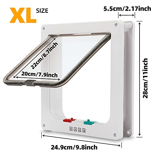 Herfuerry Large Cat Door Outer Size 9.8" x 9.3" x 2.16", 4 Way Locking Cat Flap Door for Interior Exterior Doors,Weatherproof Pet Doors for Cats &Dogs with Circumference <23",Suitable for Window &Wall - Image 2