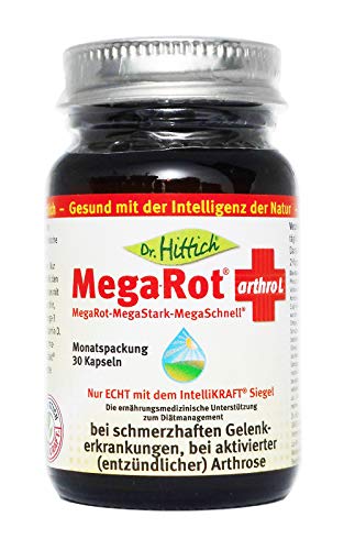 Mega-Rot® arthro N - 30 Omega-3 Gelenk-Kapseln. Die ernährungsmedizinische Unterstützung zum Diätmanagement bei schmerzhaften Gelenkerkrankungen, bei aktivierter (entzündlicher) Arthrose - Von Dr. Hittich Cover