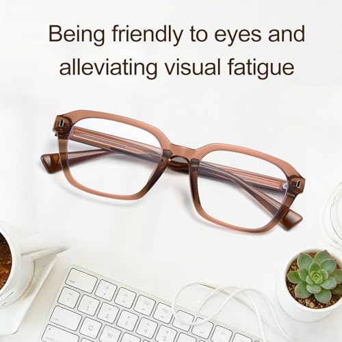 Image of Dollger Blue Light Glasses Men Vintage Thick-Framed Rectangle Non-Prescription, For Computer,Gaming, Phone Use