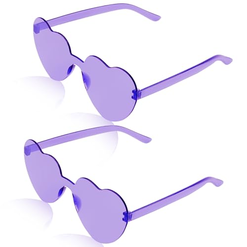 Semato 2 Pcs Purple Heart Shaped Sunglasses