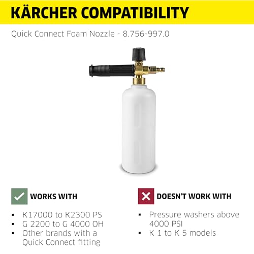 Image of Karcher Foam Cannon for Electric Pressure Washers up to 4000 PSI - Quick-Connect Fitting - Great for Vehicle and Car Wash