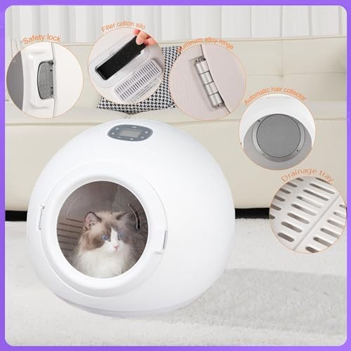 Ultra Quiet Automatic Pet Dryer for Cats & Small Dogs, Adjustable Temperature & Timer Control, Safe Hair Drying Box for Pets, Efficient & Easy Pet Grooming Solution