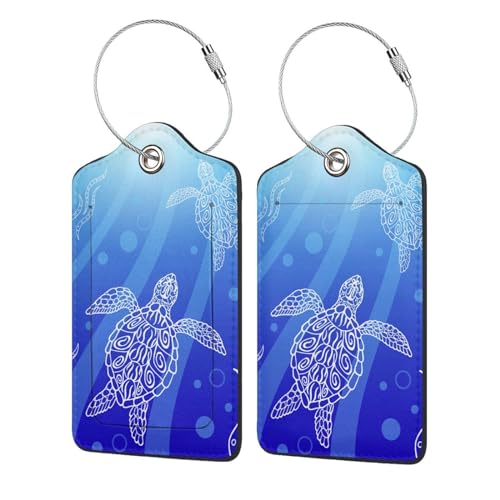 2 Pcs Sea Turtle Luggage Tag for Suitcase, Steel Loop with Privacy Cover ID Label, Turtle Luggage Tag, Birthday Gift for Women Men Boy Girl4