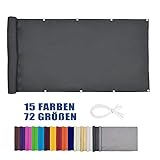 Moboo Balkon Sichtschutz PB2 PES blickdichte Balkonumspannung mit Ösen und Kabelbinder 8 Tage geliefert - in div.5 Größen & 2 Farben 420D(Schwarz,0.9x4m)