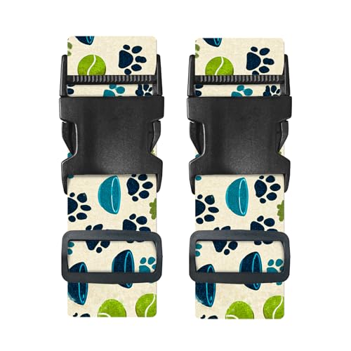 Image of Nuxovilar Luggage Straps Set for Suitcase 1.96x90.5in Polyester | Cargo Strap Travel Belt Security Buckle Band Pet Owner Outdoor Trip Daily Commute (Pet Paws)