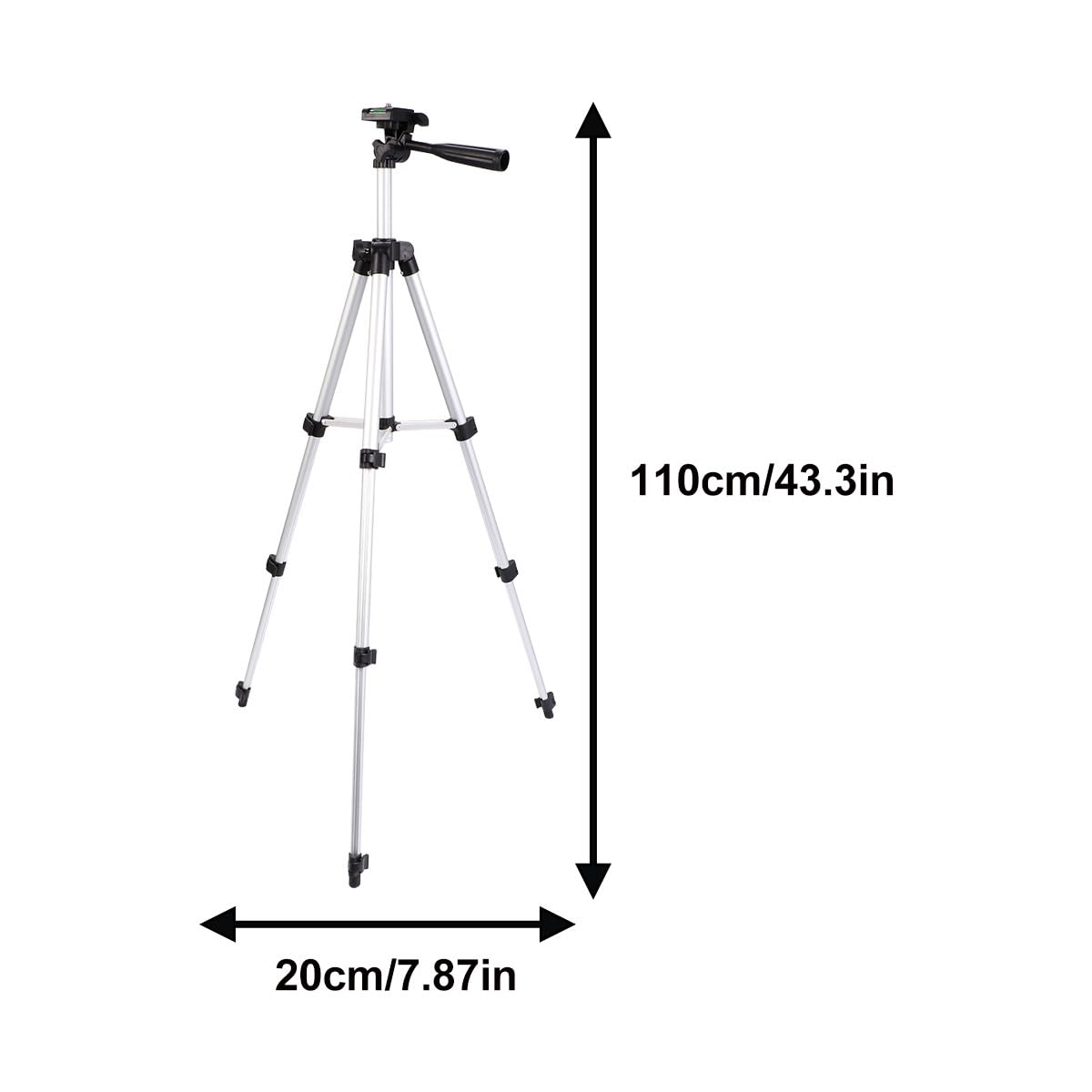 Treppiede Telescopico 110cm in Lega di Alluminio per Streaming | Pieghevole, Altezza Regolabile, Argento, per Viaggio, Adatto a Telescopio e Fotocamera