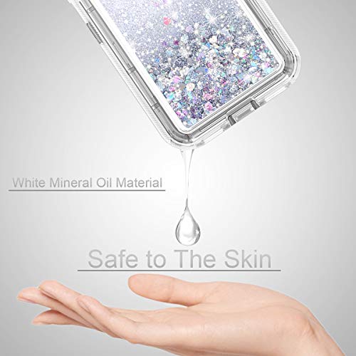 Wollony For Iphone 11 Case Glitter, Heavy Duty Girly Liquid Bling Quicksand 3 In 1 Hybrid Impact Resistant Shockproof Hard Bumper Soft Clear Rubber Protective Cover For Iphone 11 6.1Inch Sliver #TOP4