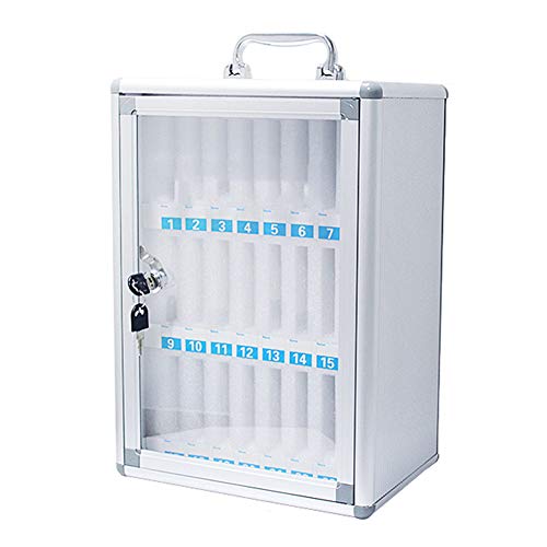 Loghot Aluminum Alloy Pocket Chart Cell Phones Storage Cabinet for Cell Phones,Wall-Mounted with a Locked,Can be Carried by Hand (24 Slots)