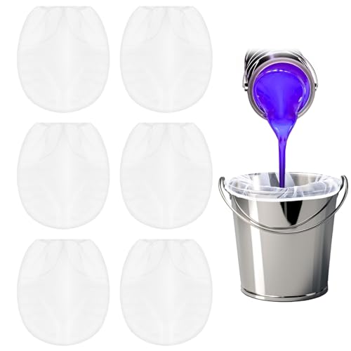 6 PCS Paint Strainer Bag 1 Gallon Paint Filters Strainers White Fine Mesh Filter Bag with Elastic Top Opening Filter Strainer Mesh for Paints Gardening