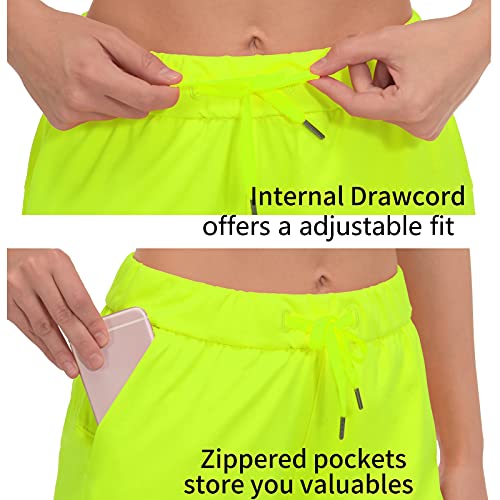 Piqidig Shorts For Women Running Workout Shorts Athletic Gym Shorts With Pocket Fluorescent Green #TOP3