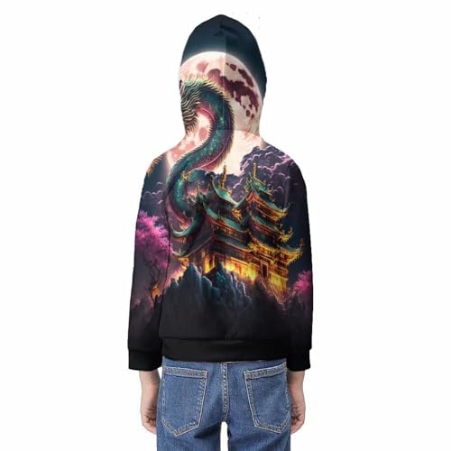 Sweat à capuche imprimé 3D japonais pull ado manches longues veste - 6