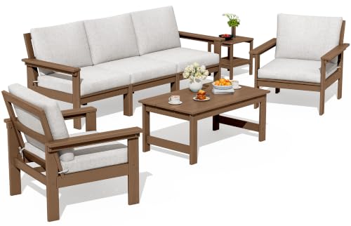 Image of SERWALL HDPE Outdoor Patio Furniture Set Outdoor Couch