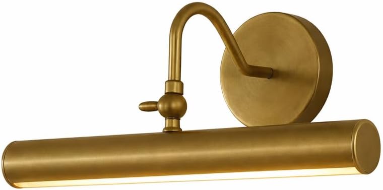 Vintage Solid Brass Picture Light – Antique Wall Mounted Picture Light Lamp for Paintings, Frames & Mirrors – Hardwired Gallery Antique Brass Wall Light (Polished Brass, 12 Inches)