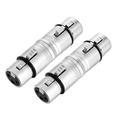 Eldraqth 2-Pack XLR Female to Female 3 PIN Gender Changer Microphone Cable Adapter XLR