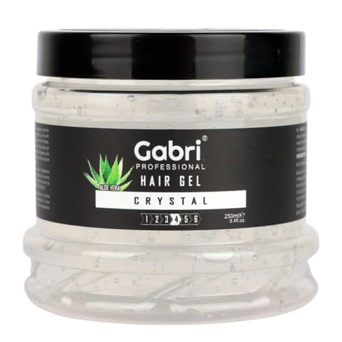 Gabri Hair Styling Gel, Firm Hold Styling Hair Gels, High Gloss, Anti-Frizz Effect, Edge Control, For All Hair Types (250 g (1 Pack), Crystal)