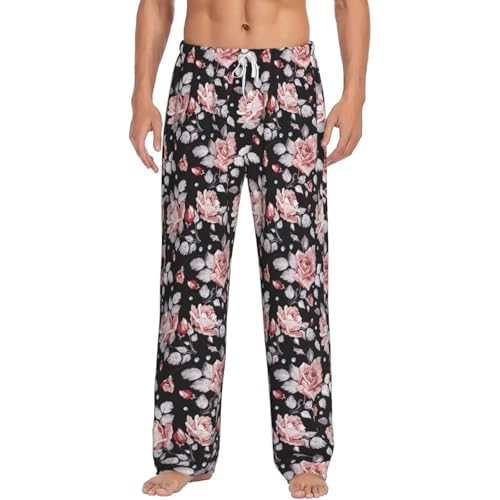 Pantalon de pyjama floral rose homme : tissu respirant et coupe fluide ultra-confort