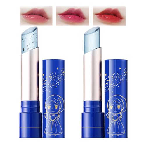 Korean Blue Jelly Lip Balm, 2pcs Color Changing Lip Gloss Lip Glow, Color Change Lip Gloss, Korean Tinted Lip Balm Hydrating, Color Changing Lip Balm (2pcs)