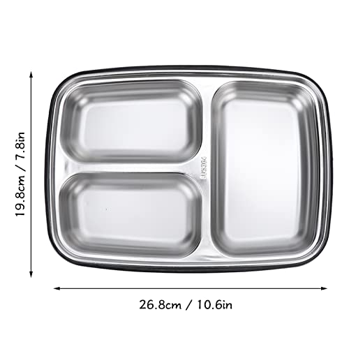 Wakects Stainless Steel Lunch Box with 3 Compartments Hermetic Box Thermal Lunch Box for Office Work Lunches - Image 4