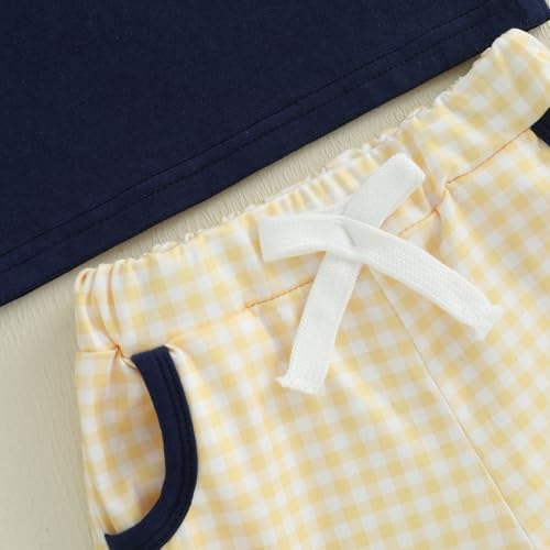 Toddler Baby Boy Summer Outfit Farm Clothes Short Sleeve T-Shirt Plaid Shorts Mallard Duck Goose Outfits4