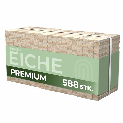 KeraBlocks Premium Eiche - 588 Stück Holzklötzchen zum Basteln 160x22x8mm - Bastelholz ohne Klebeband - Perfekt zur kreative DIY Projekte