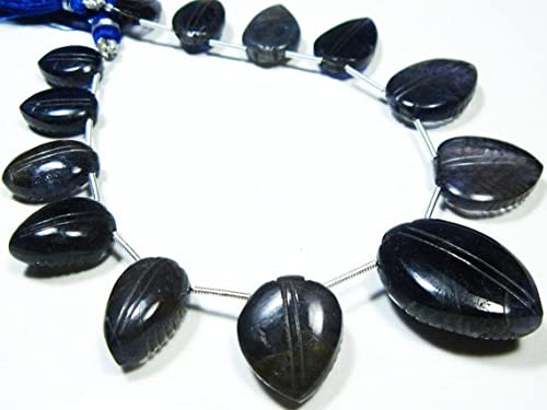 Iolite sculptée en grandes briolettes, perles d'exception 13x10-20x15mm pour collier